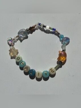 Taylor Swift (OPALITE) Blue White and Gold Beaded Bracelet